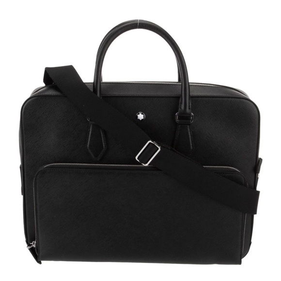 MONTBLANC SARTORIAL BRIEFCASE DOCUMENT BAG SHOULDER STRAP DUST BAG. NWOT - Picture 1 of 14